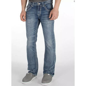 MEK DNM Men's Buckle Flap St Petersburg Cigarette Stretch Dark Wash Jeans 30x34